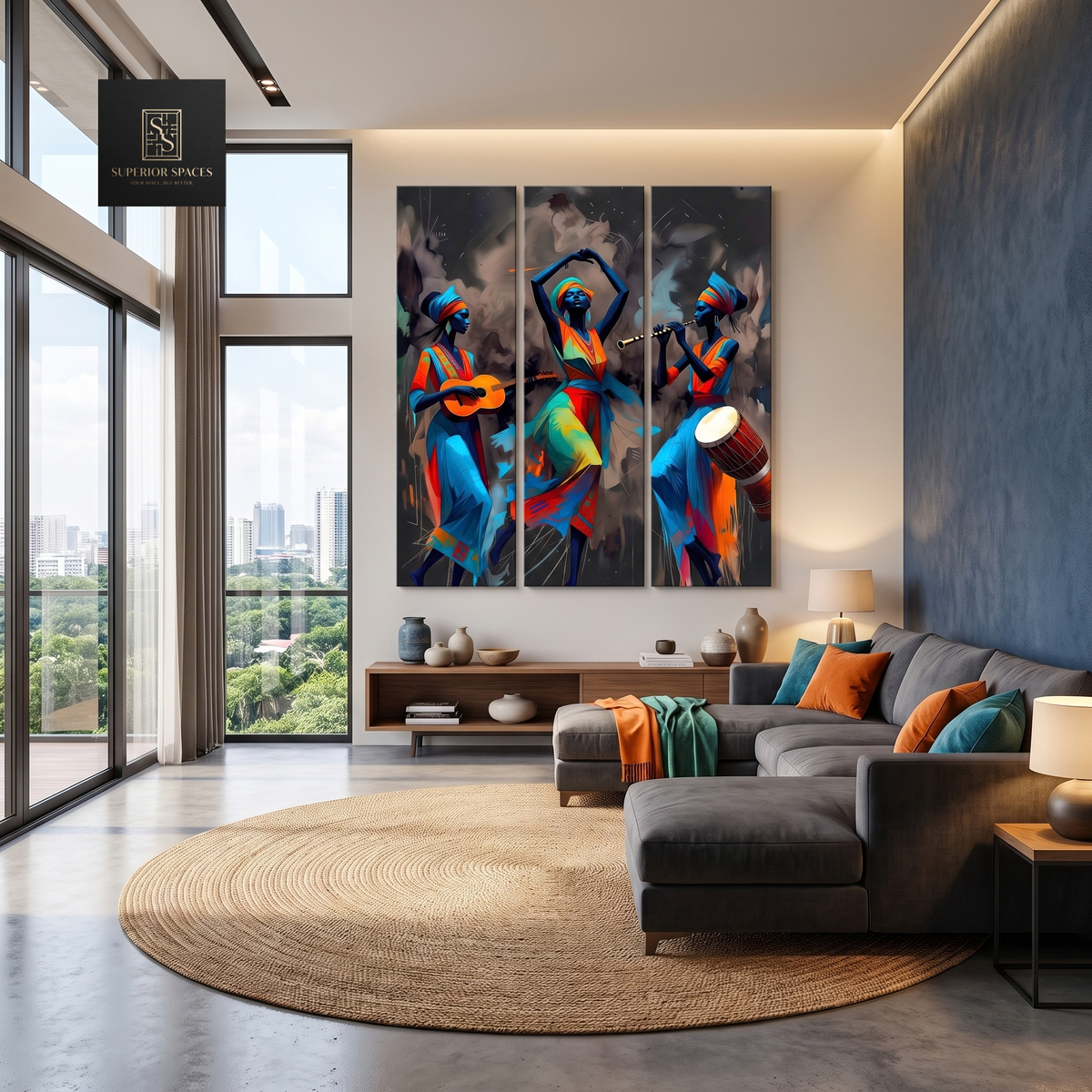 Rhythm of the Heritage Triptych Wall Art - 120x180 cm