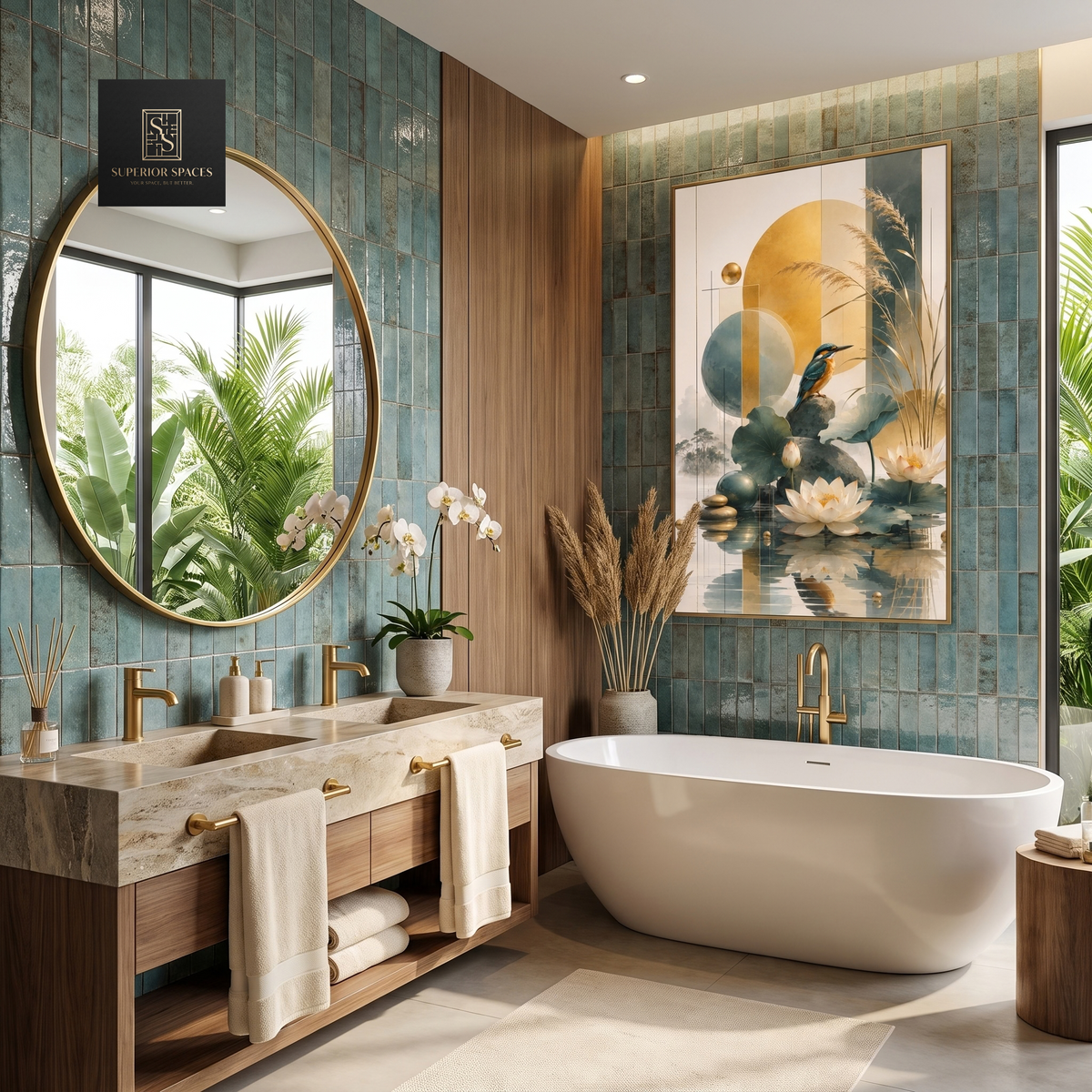 Zen Kingfisher Lotus Pond Wall Art - 80cm x120 cm