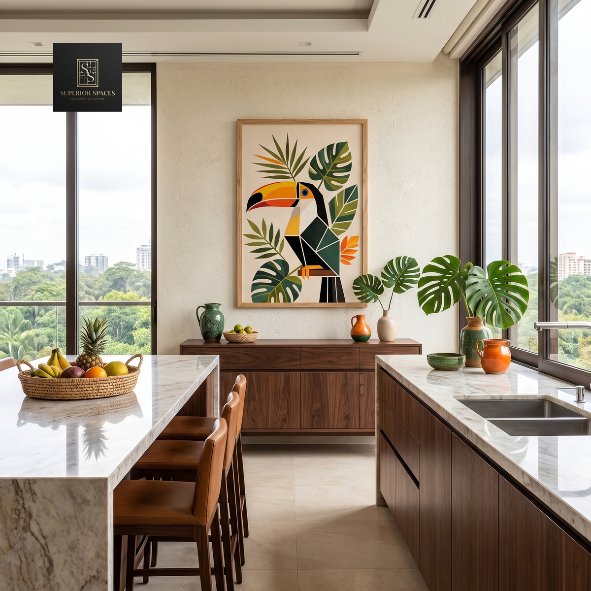 Modern Geometric Toucan Wall Art  - 80cm x120 cm