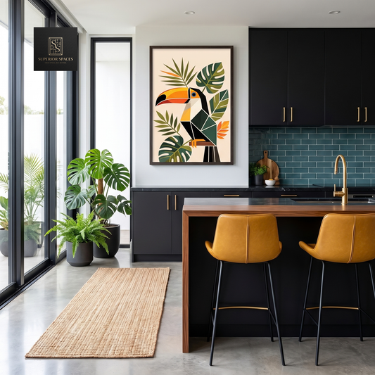 Modern Geometric Toucan Wall Art  - 80cm x120 cm