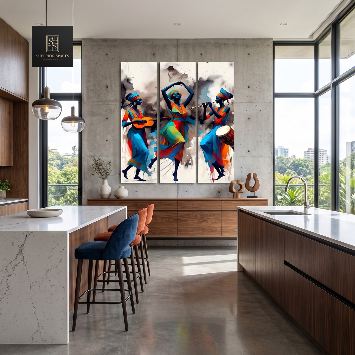 Rhythm of the Heritage Triptych Wall Art - 120x180 cm