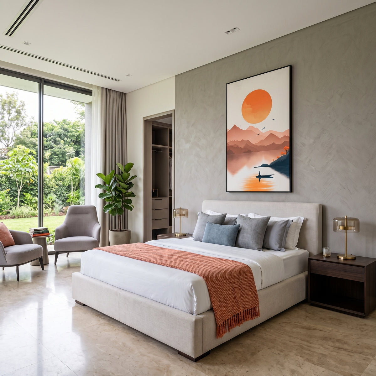 Minimalist Zen Mountain Sunrise Wall Art