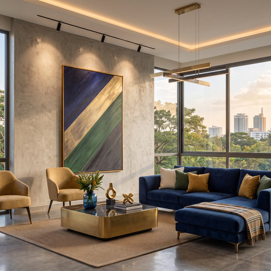 Luxury Diagonal Abstract Wall Art - 100cm x 150 cm.