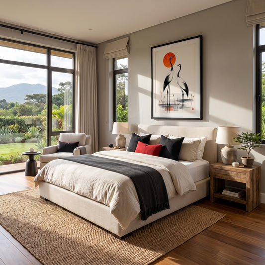 Zen Red-Crowned Cranes Wall Art – 60cm x90 cm